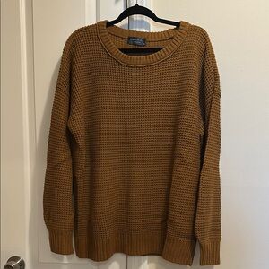 Brown Chunky Knit Crew Neck Sweater